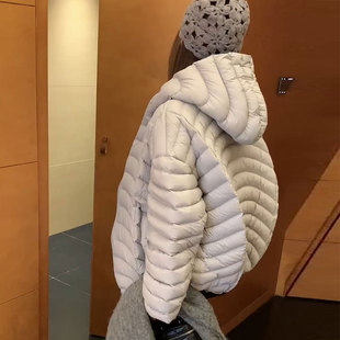韩版龟背排骨拉链羽绒服女2025冬季新款白鸭绒宽松显瘦外套上衣潮