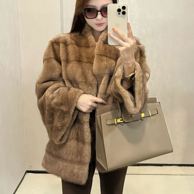 复古软糯名媛风皮毛一体仿皮草外套女冬季新款宽松显瘦仿水貂上衣