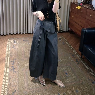 韩系复古灰色休闲裤子女夏季2026新款高腰宽松显瘦百搭直筒阔腿裤