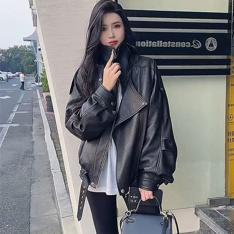 黑色皮衣外套女2025新款秋季酷飒风超好看机车服今年爆款复古夹克,女装/女士精品,皮衣,淘宝优惠券,粉丝福利购,淘宝优惠卷