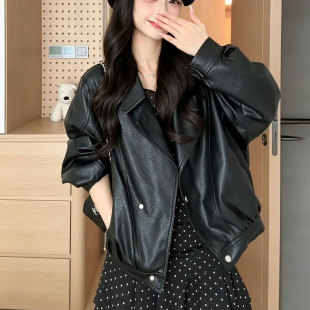 黑色皮衣外套女2026春季超好看复古炫酷风短款机车服皮夹克小个子