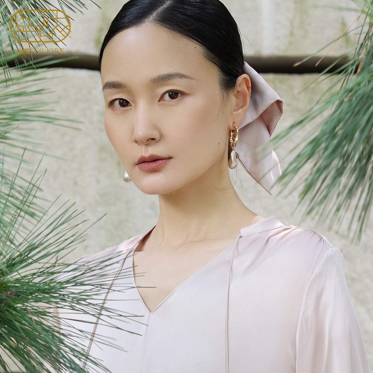 丝侬优雅桑蚕丝方巾大发圈