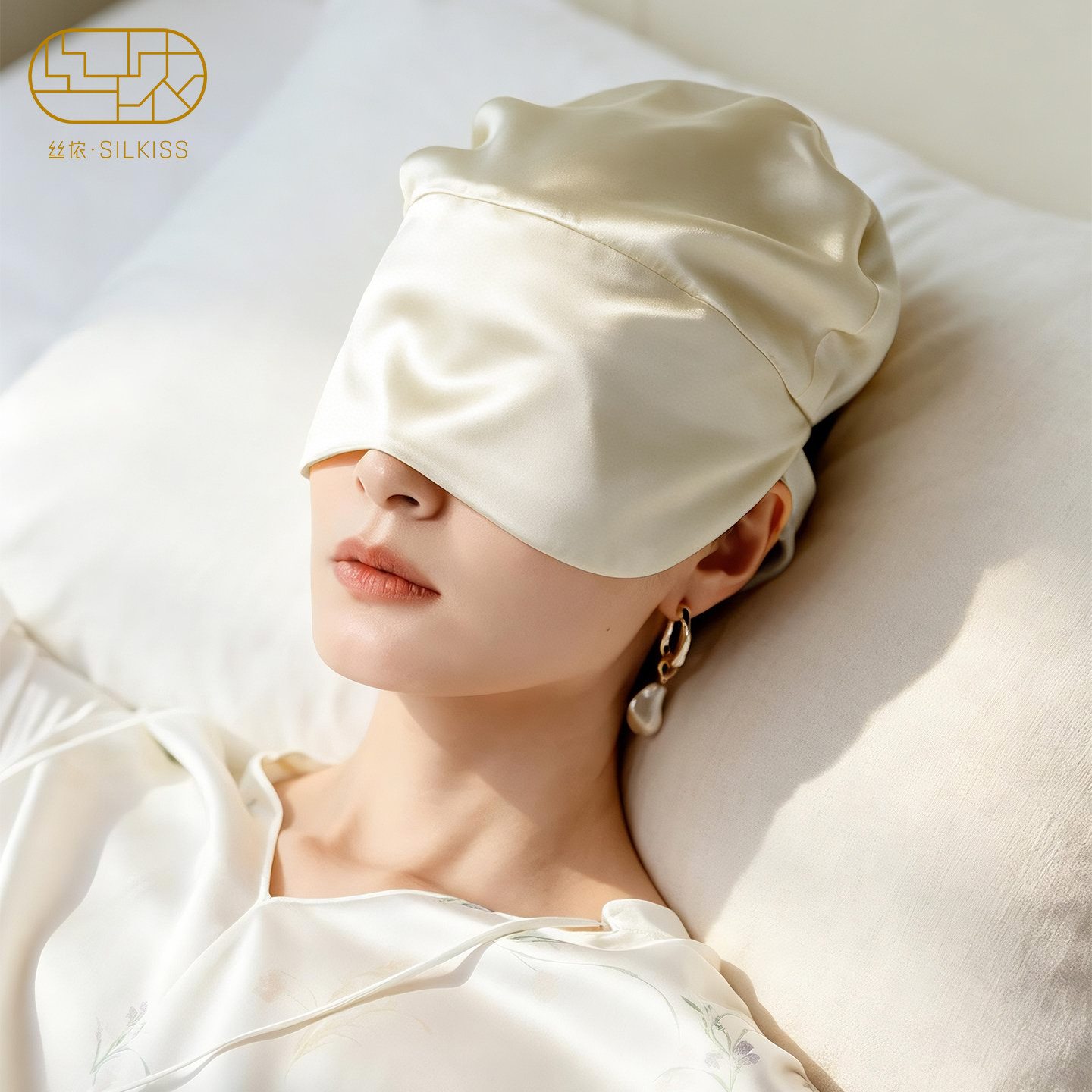 丝侬双层桑蚕丝真丝睡帽月子帽