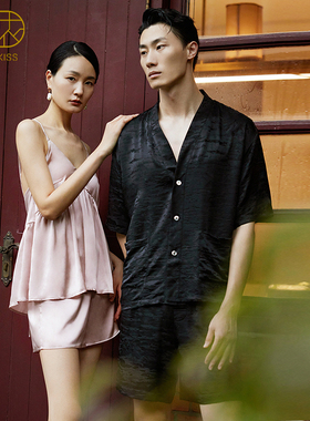 丝侬真丝睡衣男士短袖长裤短裤高端提花丝绸桑蚕丝家居服男款