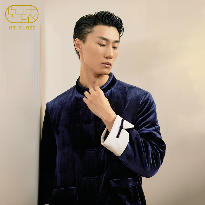丝绒中式立领真丝丝绒外套袄子