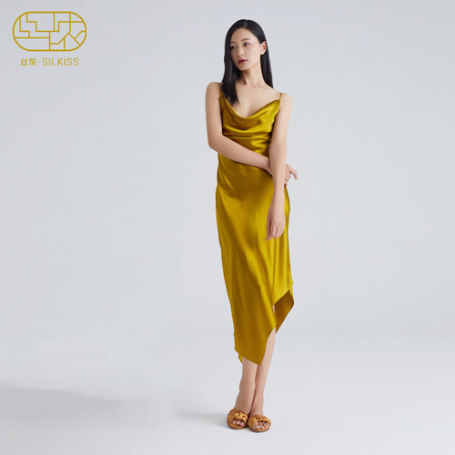 明星同款100%桑蚕丝吊带睡裙鱼尾