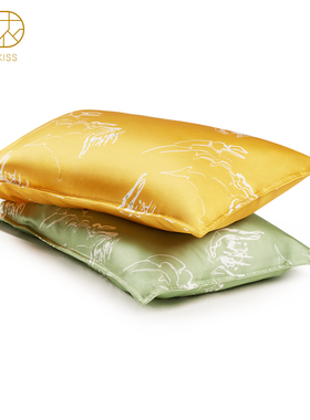 丝侬双面真丝枕套中式印花线条山水枕套枕巾单人100%桑蚕丝绸礼物