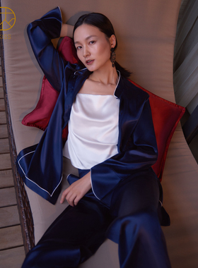 丝侬中式真丝睡衣女套装立领国风高级丝绸桑蚕丝家居服送妈妈礼盒