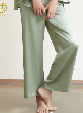 丝侬真丝睡裤女款长裤女士中高腰丝绸桑蚕丝家居裤睡衣黑色女裤