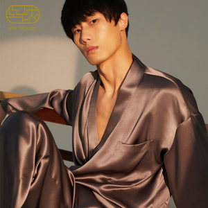 丝侬中式真丝睡衣男套装男士长袖大码汉服桑蚕丝家居服情侣春夏薄