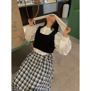 楠哥微胖mm秋冬2023新款时尚套装女大码韩剧女主穿搭衬衫两件套