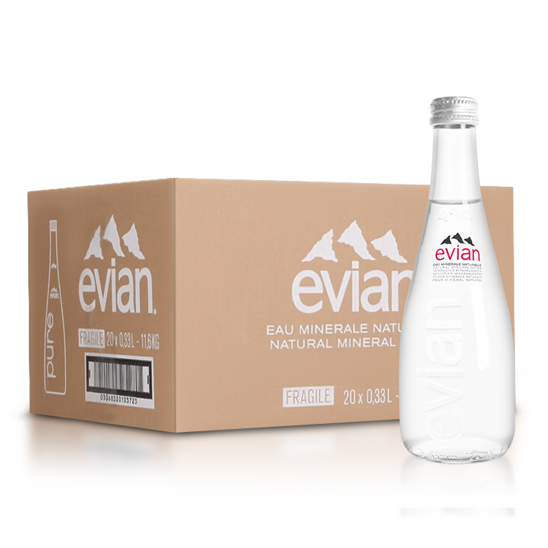 依云矿泉水玻璃小瓶/evian碱性图片