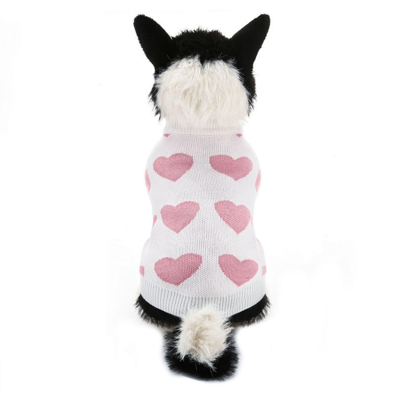宠物狗狗衣服秋冬爱心粉色狗衣服小型犬秋季泰迪小猫毛衣雪纳瑞