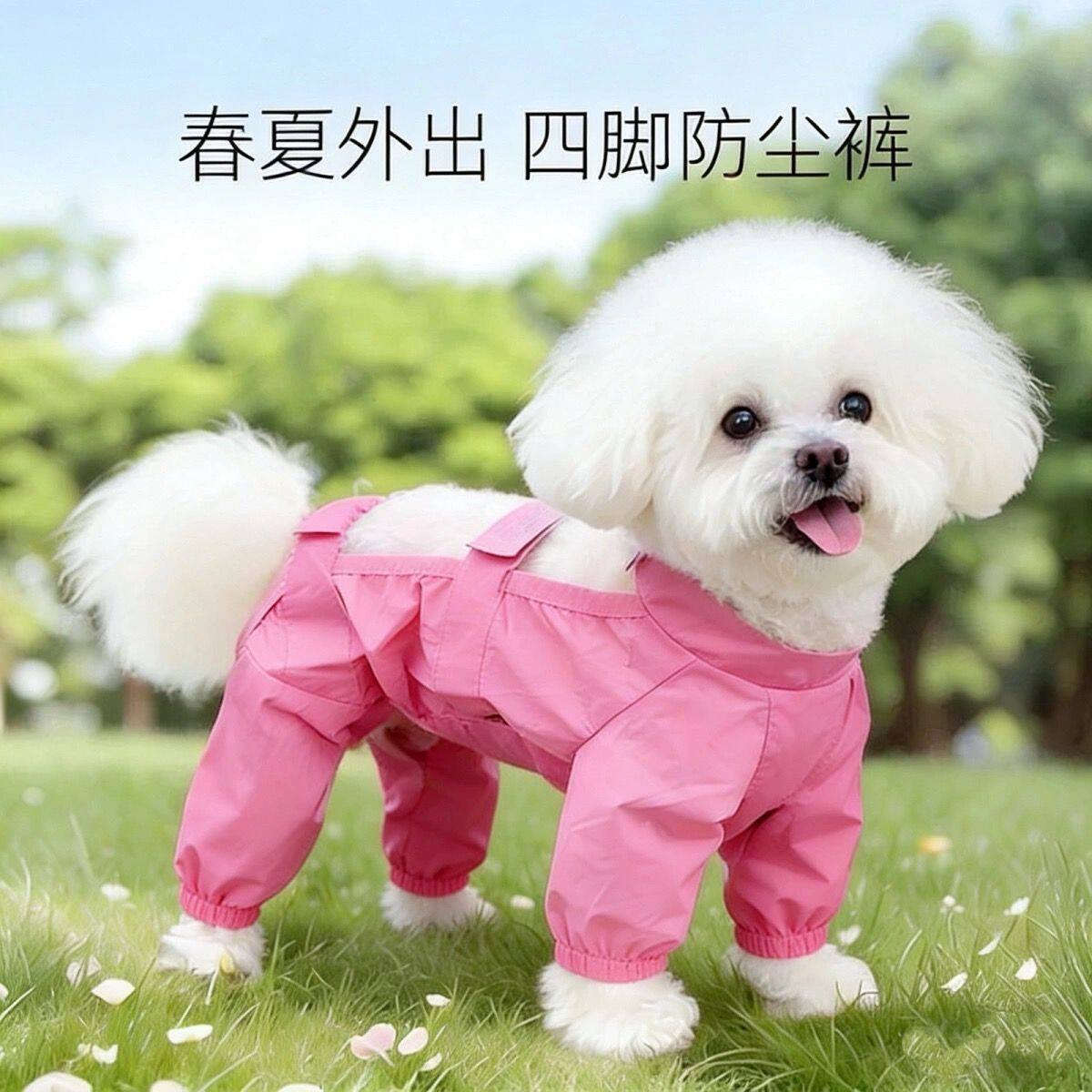 夏天外出防尘裤宠物狗狗衣服比熊泰迪防脏脚套薄款四脚衣小狗遛弯