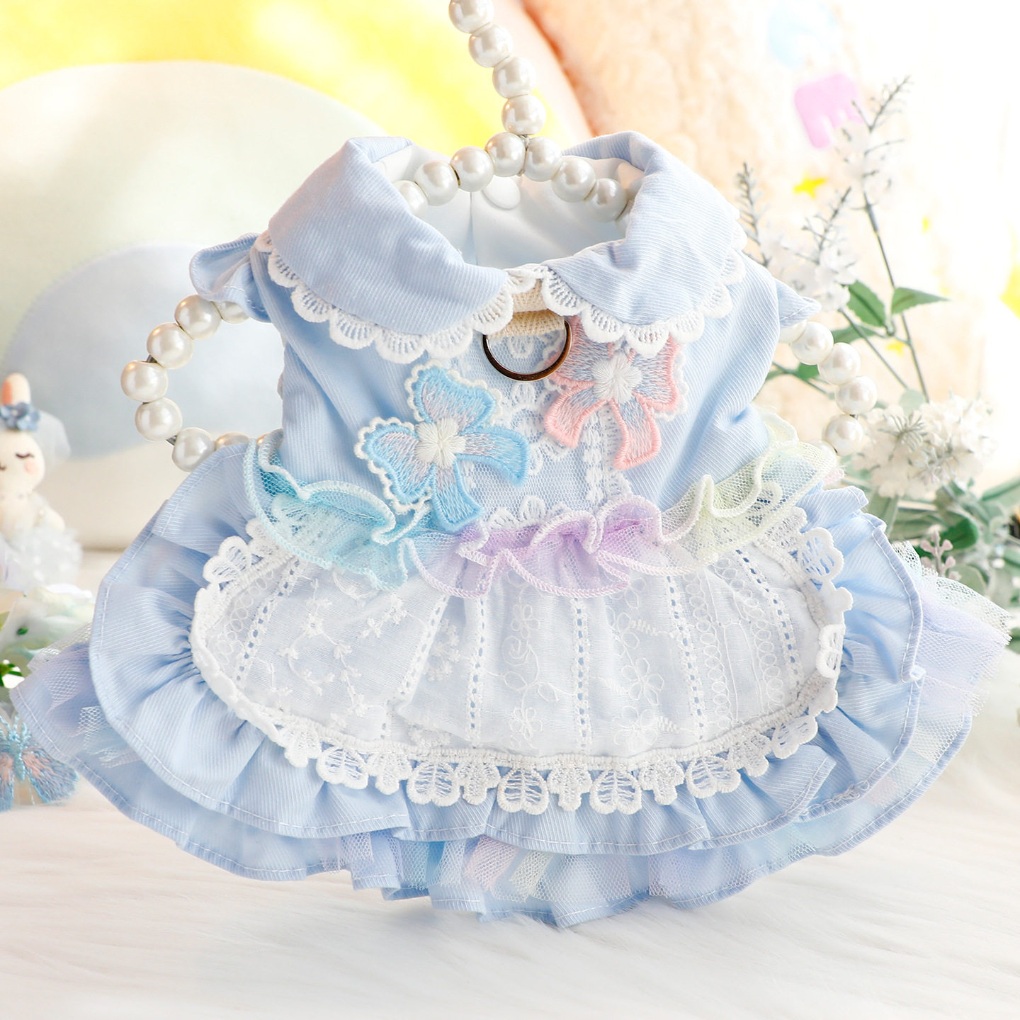 狗狗衣服春夏装薄款公主裙子复古女仆小型犬比熊宠物7627跨境批发
