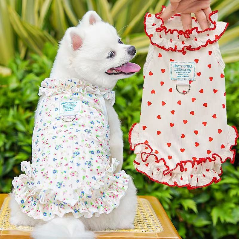 春夏碎花吊带裙宠物服饰公主风狗狗猫咪衣服比熊薄款透气比熊博美