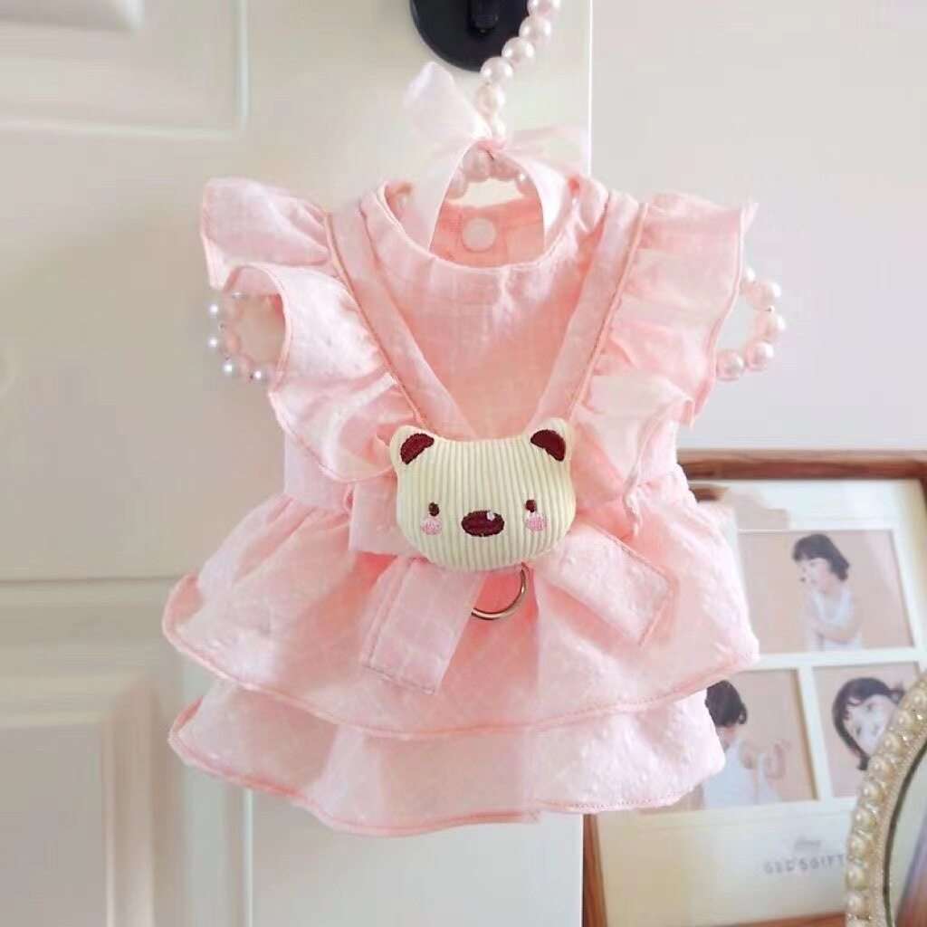 宠物比熊猫咪泰迪狗狗衣服春夏装可爱公主连身裙子母狗可牵引绳
