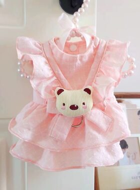 宠物比熊猫咪泰迪狗狗衣服春夏装可爱公主连身裙子母狗可牵引绳