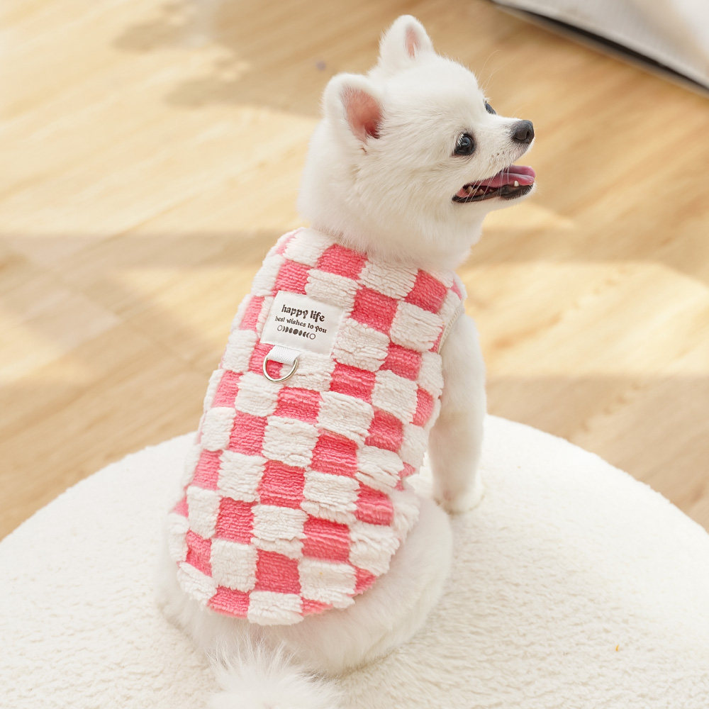 新年宠物秋冬狗狗猫咪衣服饰用品棋盘格泰迪比熊布偶猫马甲背心