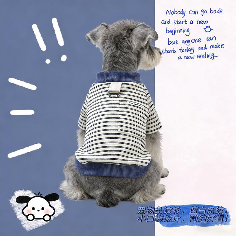 春秋季宠物衣服圆领卫衣简约清新条纹打底衫猫咪狗狗小型犬可牵引