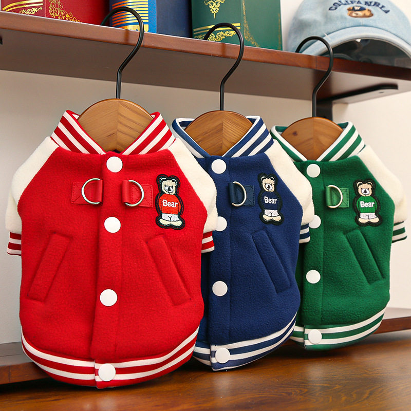 棒球服猫咪衣服毛衣服宠物狗狗秋冬摇粒绒衣泰迪柯基法五毛猫用品