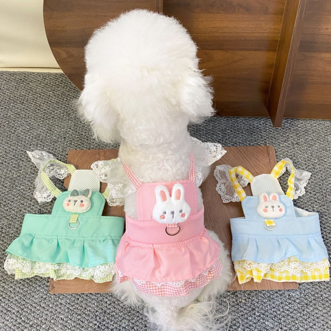 宠物衣服狗狗猫咪秋马尔济斯兔子蕾丝飞袖吊带新款蝴蝶结可爱裙子