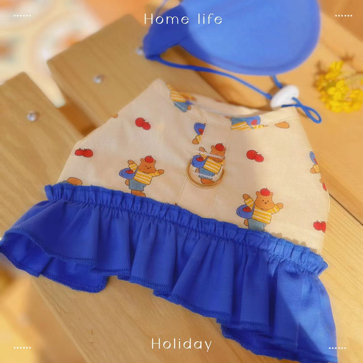 宠物衣服狗狗猫咪春夏新款裙子半身背心式胸背牵引衣外出遛狗绳
