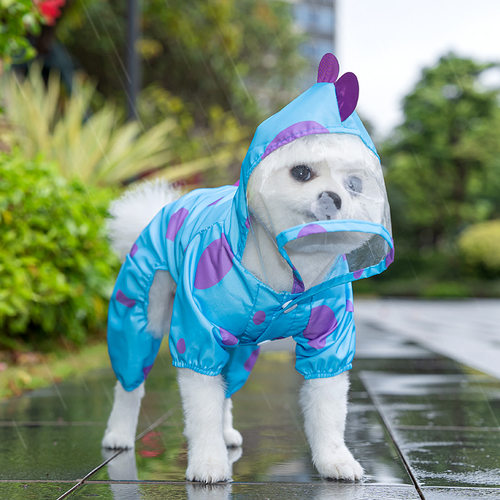 原创狗狗雨衣蓝毛中型狗四脚猫咪防水包防风狗衣服猫雨披宠物用品