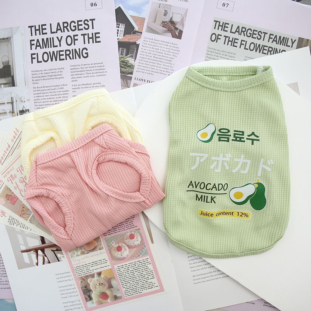 华夫格可爱简约水果日文印花背心款公主糖果色猫狗通用宠物衣服