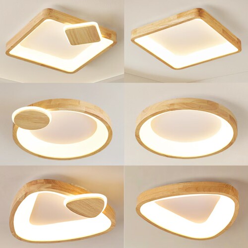 原木卧室灯奶油风简约北欧民宿茶室书房间灯具实木艺灯合集