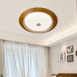光质造 房间灯具 中古风卧室吸顶灯复古高级感实木主卧护眼灯新款