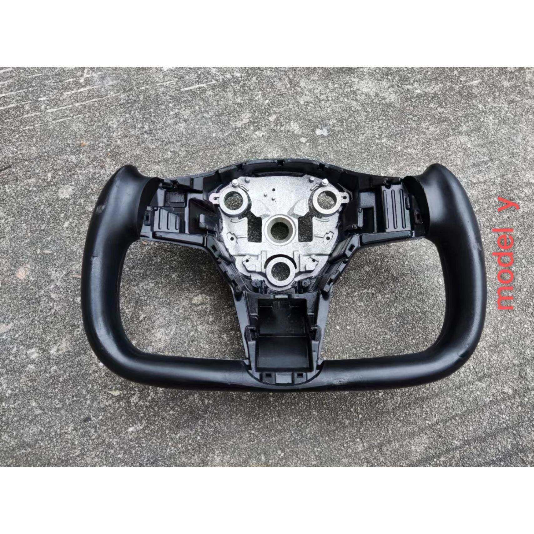 适用于特斯拉Model Y 碳纤维大理石反绒皮Yoke款方向盘改装飞机盘