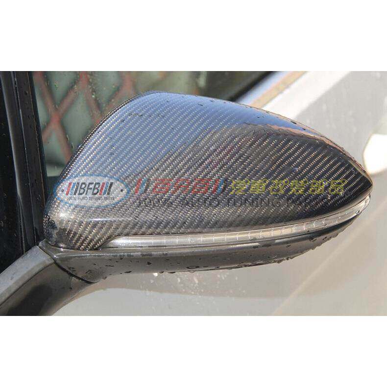 适用于大众高尔夫7碳纤维后视镜罩 golf mk7碳纤维替换卡扣镜壳盖