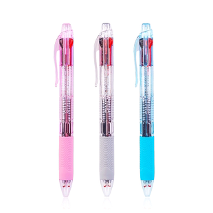 四色圆珠笔台湾雄狮SG-005男女生大中小学生用彩色中油笔0.5mm粉红蓝黑色笔芯按动式彩色笔杆商务办公原子笔