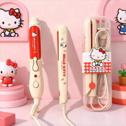 正版Hello-Kitty系列夹板卷发棒直卷两用宿舍小功率刘海夹卷发器
