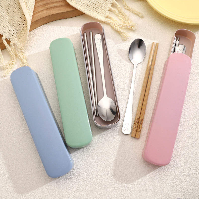 2个推拉盒餐具两件套便携不锈钢学生上学用筷子勺子套装精品店,餐饮具,筷子,淘宝优惠券,粉丝福利购,淘宝优惠卷