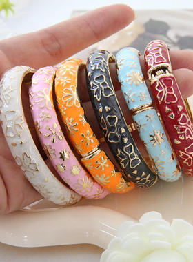 中式跨境滴油弹簧开口手镯旅游景