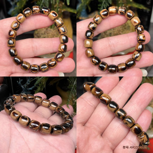 天然保真海柳手串手链佛珠单圈男女款 情侣父母10x10mm天眼纹桶珠