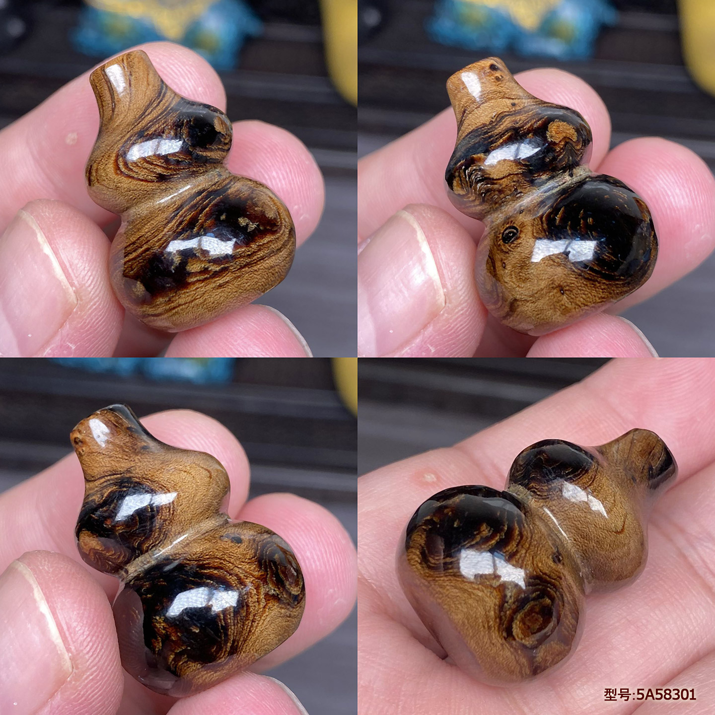纯天然黑珊瑚海柳葫芦挂件