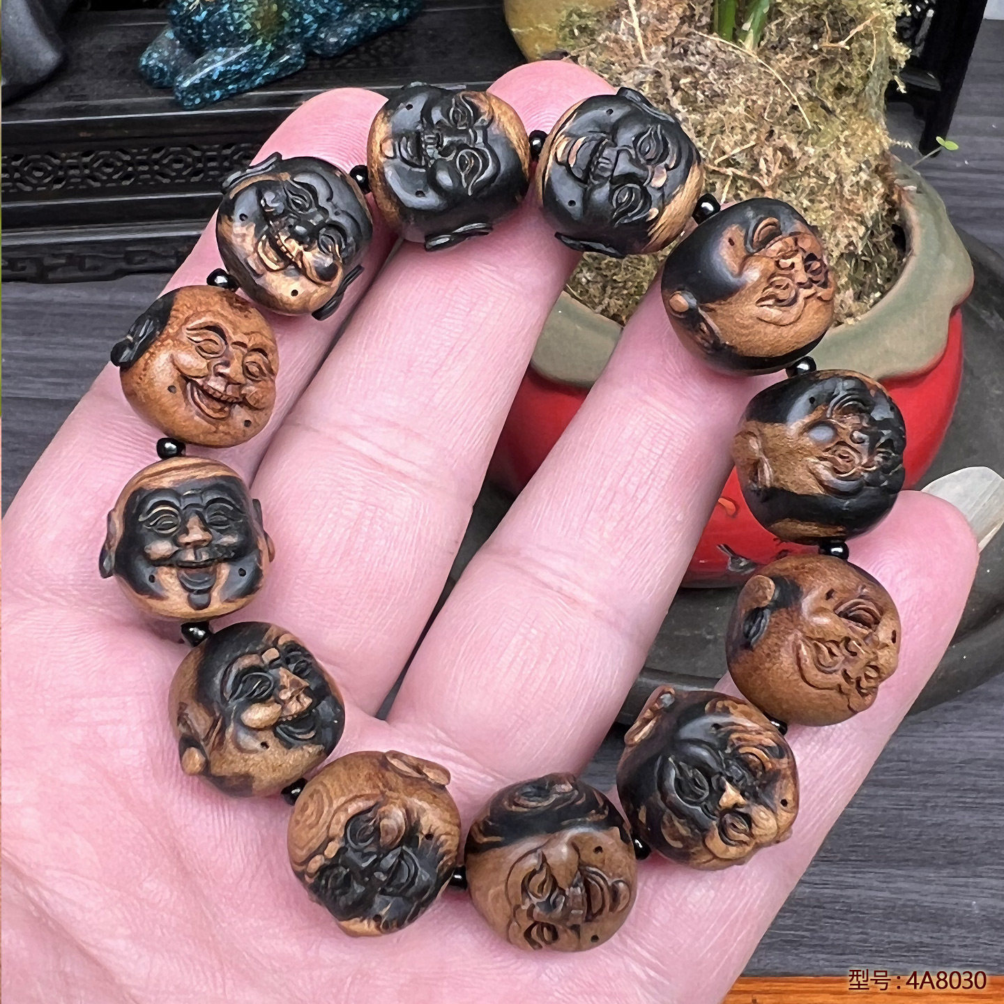 保真天然海柳血柳精雕佛珠手链