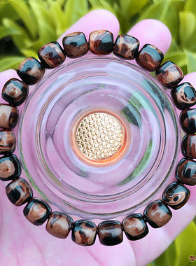 天然海柳手串血柳活柳佛珠单圈男女情侣父母礼物8X8mm桶珠山水纹