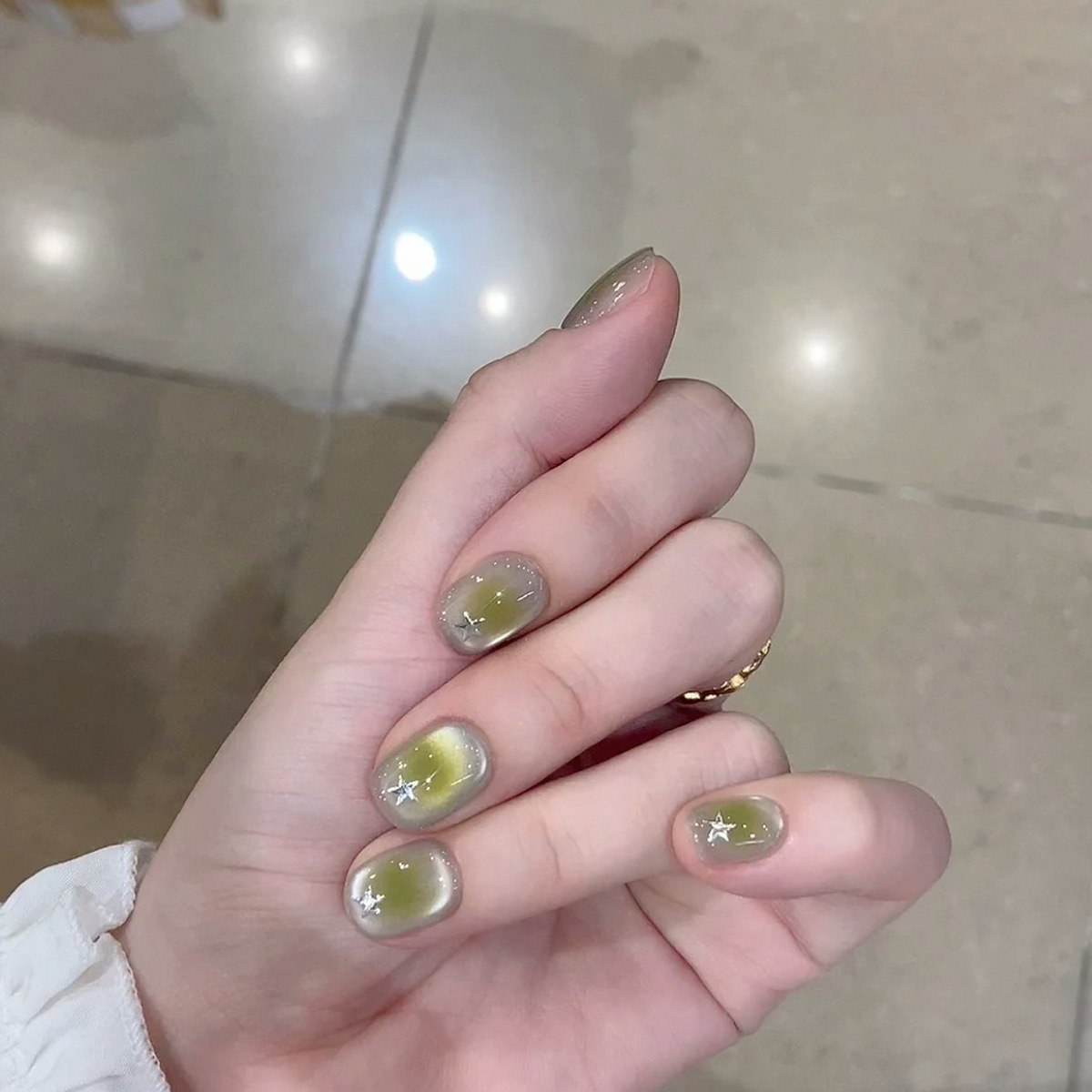 【青提冻冻】冰透腮绿玻璃珠ins清新感青苹果少女甜美手工穿戴甲