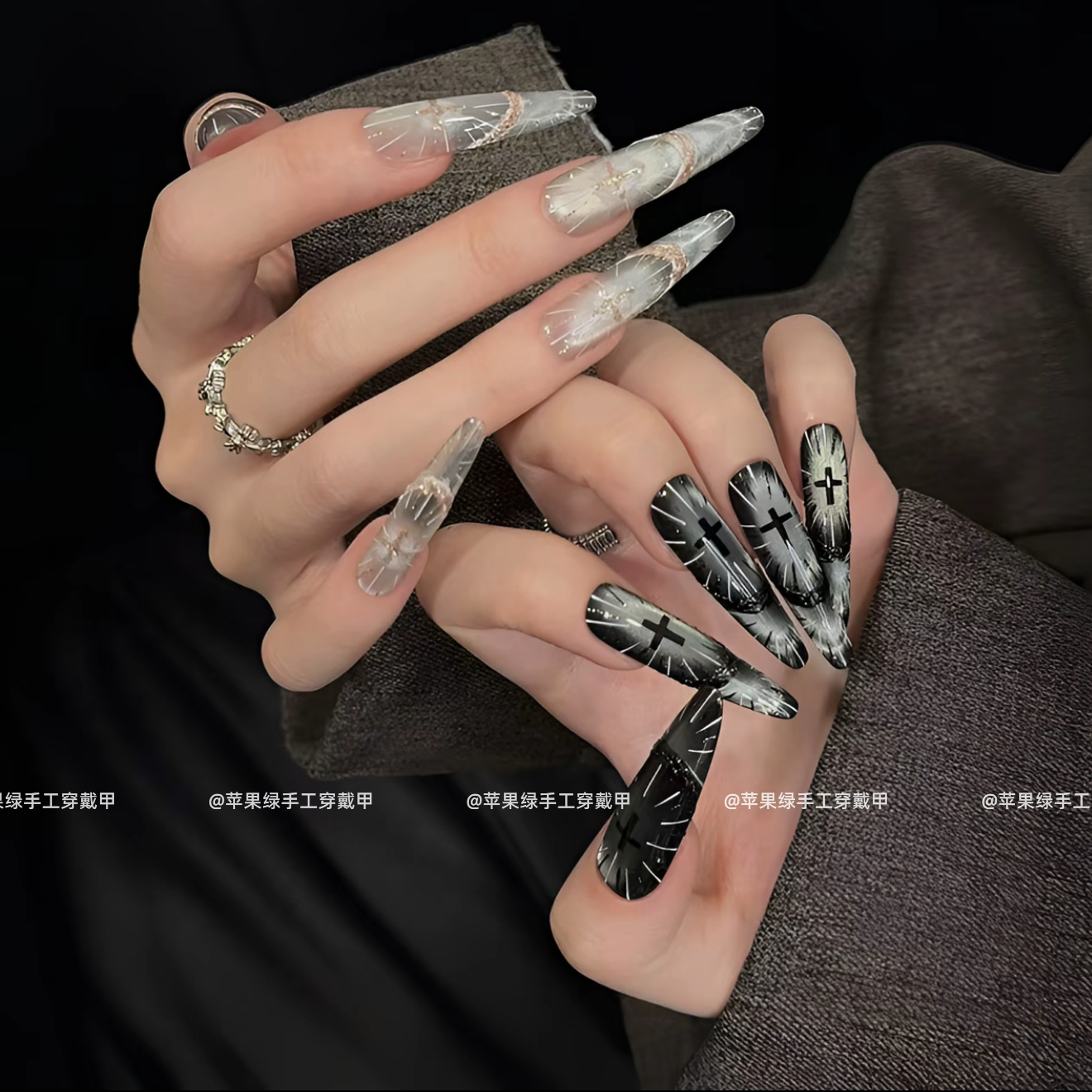 贝拉姐同款神谕圣光高级气质显白追光猫眼美甲成品贴片手工穿戴甲