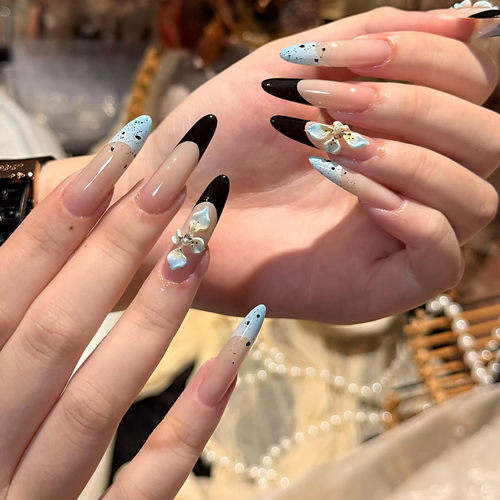 【恶魔之花】纯手工穿戴甲法式波点雕花纯欲风美甲成品重工穿戴甲