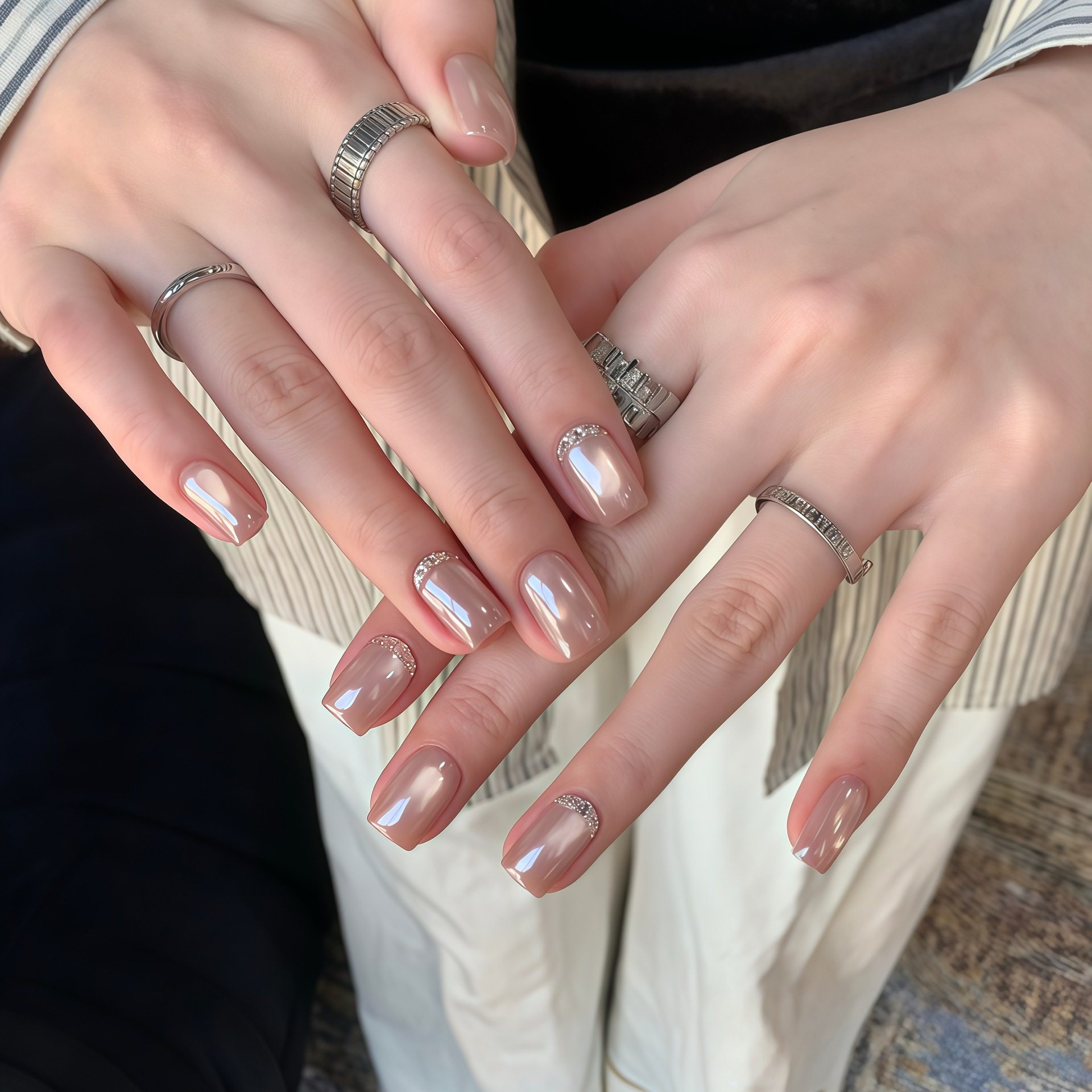 ins高级感海莉甲纯手工穿戴甲显白美甲假指甲贴片纯手作美甲贴片,彩妆/香水/美妆工具,穿戴甲/甲片,淘宝优惠券,粉丝福利购,淘宝优惠卷