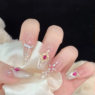 【丝绒晚宴】纯手工高定猫眼手工穿戴甲气质美甲百搭仙女款显白款