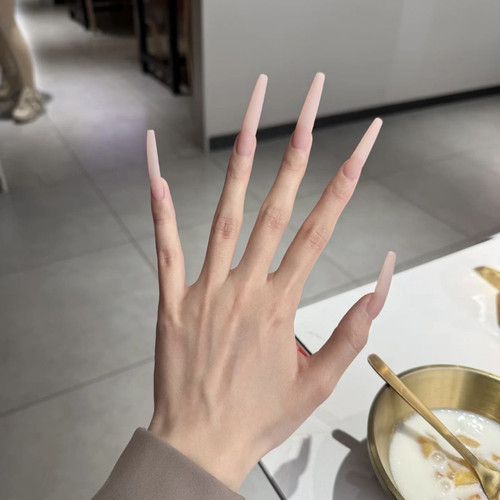 超长梯裸色纯手工穿戴甲高级感美甲贴片成品假指甲可拆卸嬛嬛甲片