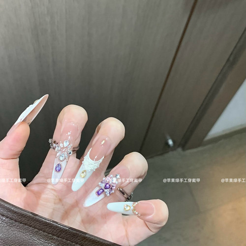 【圣诞紫晶】纯手工高定猫眼美甲圣诞手工穿戴甲气质百搭仙女美甲