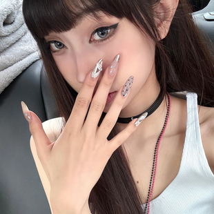 高级感小众轻奢美甲贴 纯手工温柔丝带穿戴甲法式 2025新款 甲片春季