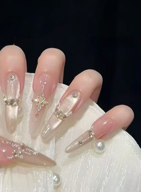 【告白时刻】简约气质法式轻奢气质纯手工穿戴甲猫眼显白美甲贴片